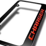 Dodge Red Charger Logo Black Zinc Metal License Plate Frame Official Licensed