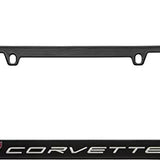 Corvette C8 1 Flag Logo Black Zinc License Plate Frame Official Licensed