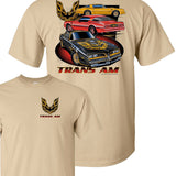 Pontiac Firebird Three Trans Am Cars Graphic Khaki Cotton Shirt Official License