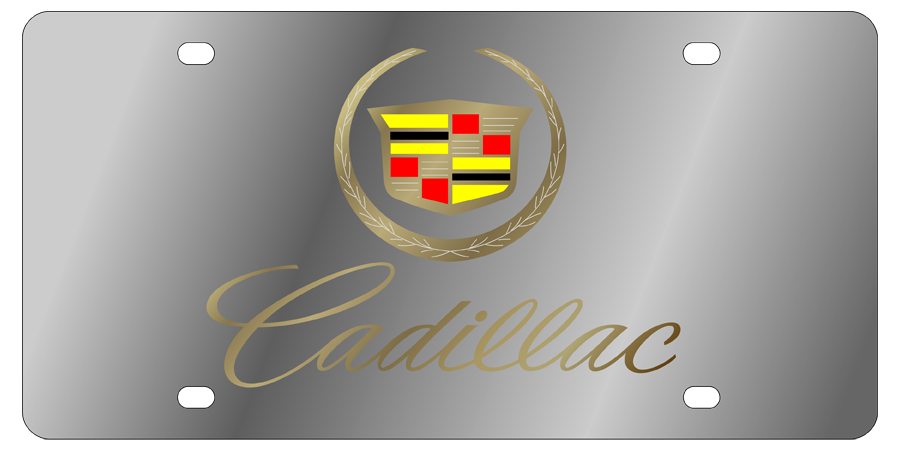 Cadillac - Stainless Steel License Plate - Cadillac Logo with Script