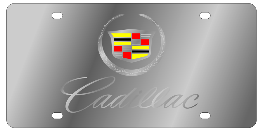 Cadillac - Stainless Steel License Plate - Cadillac Logo with Script