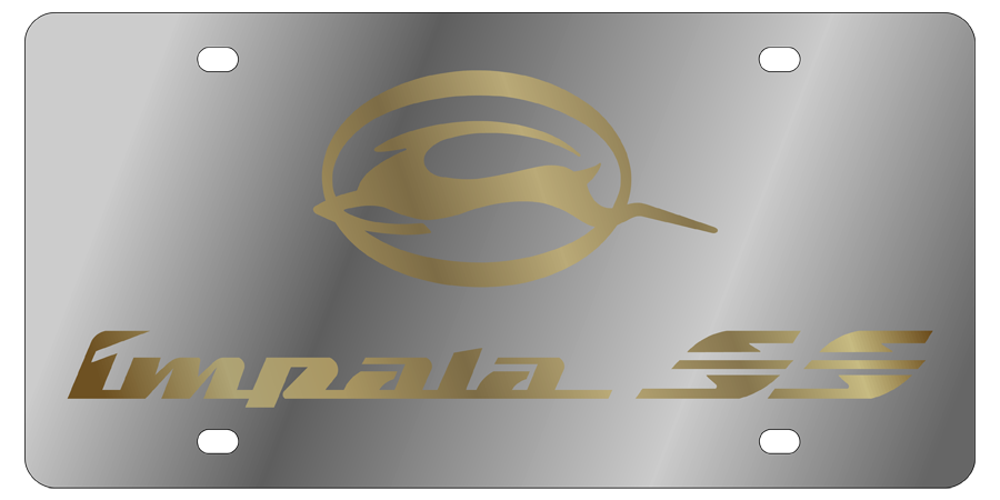 Chevrolet Impala SS - Stainless Steel License Plate -Impala SS Logo