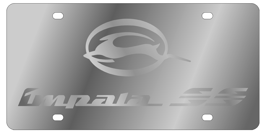 Chevrolet Impala SS - Stainless Steel License Plate -Impala SS Logo