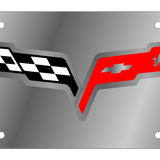 Chevrolet Corvette C6 - Stainless Steel License Plate - Corvette C6 Flags