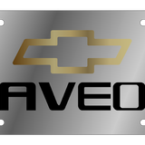 Chevrolet Aveo - Stainless Steel License Plate - Aveo Gold Bowtie Logo