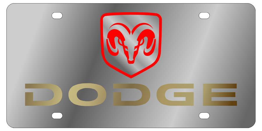 Dodge - Stainless Steel License Plate - Dodge Logo and Word