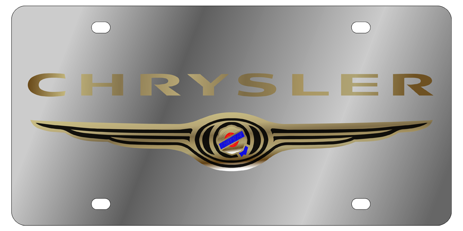 Chrysler - Stainless Steel License Plate - Chrysler word and Logo