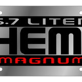 Mopar HEMI - Stainless Steel License Plate - 5.7 Liter Jemi Magnum Logo