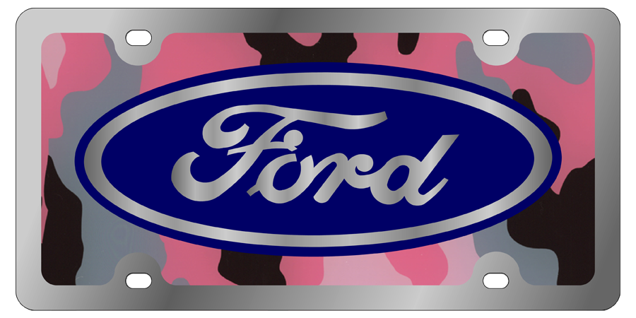 Ford - Stainless Steel License Plate - Ford Emblem Camo