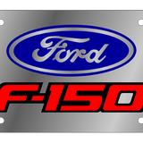 Ford F150 - Stainless Steel License Plate - F-150 Red Outline