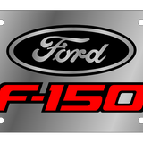 Ford F150 - Stainless Steel License Plate - F-150 Red Outline