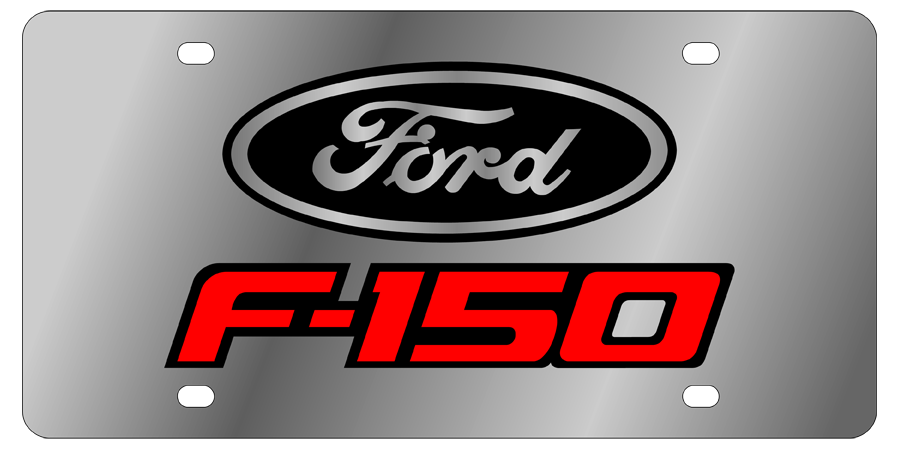Ford F150 - Stainless Steel License Plate - F-150 Red Outline