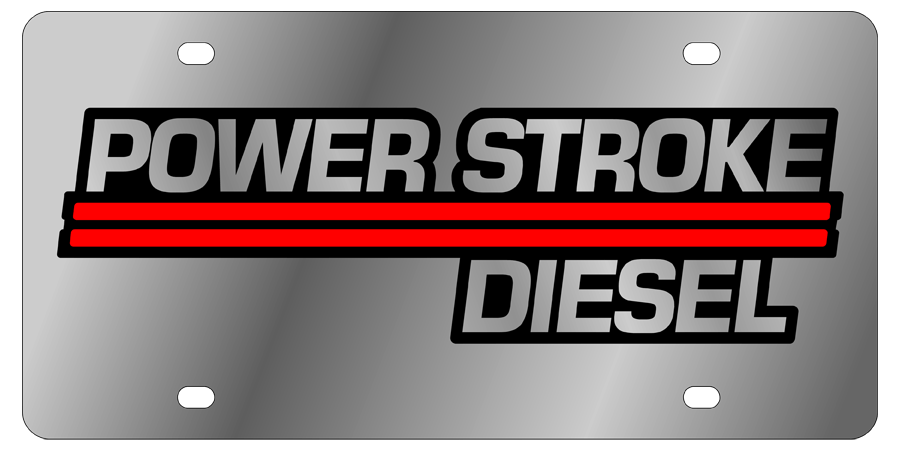 Ford - Stainless Steel License Plate - Power Stroke Diesel Logo