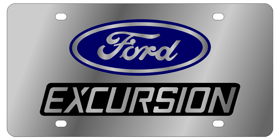 Ford Excursion - Stainless Steel License Plate - Excursion Logo