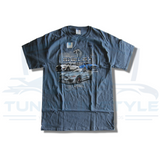 Ford Mustang GT500 Shelby Cobra Logo Cotton T-Shirt Steel Blue Official Licensed