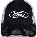 Ford Embroidered Logo Trucker Hat Car Auto Racing Cap Black White Mesh Back