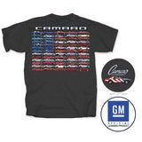 Chevrolet Camaro Collection American Flag Graphic T-Shirt Grey Official Licensed