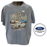 Ford Mustang GT500 Shelby Cobra Logo Cotton T-Shirt Steel Blue Official Licensed