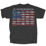 Chevrolet Camaro Collection American Flag Graphic T-Shirt Grey Official Licensed