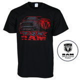 RAM Logo Rebel TRX Pickup Trucks Graphic Cotton T-Shirt Black Official Licensed