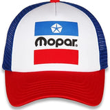 Mopar Logo Car Auto Racing Cap Mesh Trucker Hat Blue Red Officially Licensed