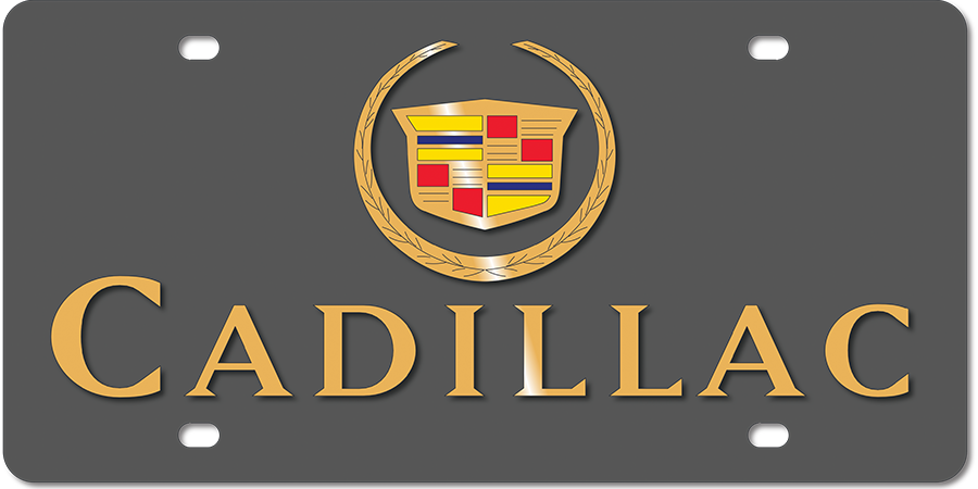 Cadillac - Carbon Steel License Plate - Cadillac Block Logo