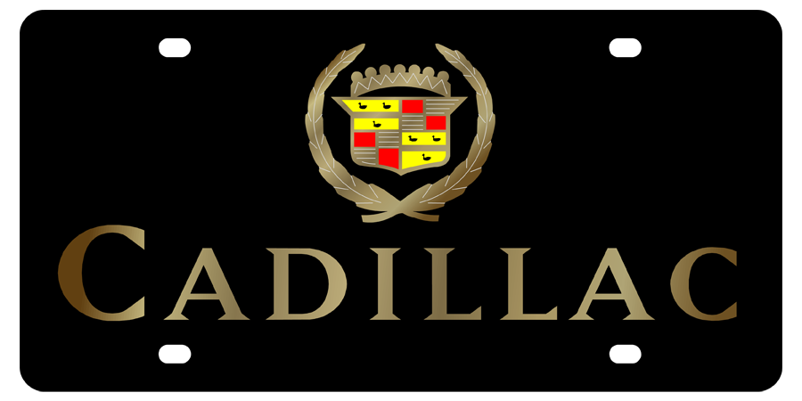 Cadillac - Carbon Steel License Plate - Cadillac Crest Pre 2001 Logo
