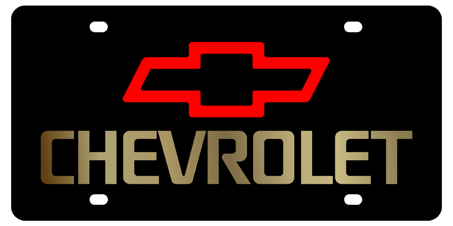 Chevrolet - Carbon Steel License Plate - Chevrolet Red Bowtie Logo