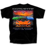 Corvette Madness Can't Be Cured Graphic Cotton T-Shirt Black Official Licensed