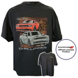 Dodge Challenger 2 Scoops SRT Hellcat Cotton T-Shirt Black Official Licensed