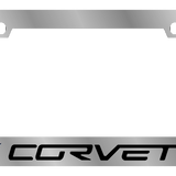 Chevrolet Corvette License Plate Frame - Chrome Icon Frames - Corvette Logo Word