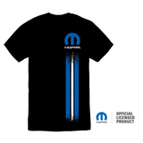 Mopar Logo Rally Stripe Short Sleeve Cotton Preshrunk T-Shirt Black