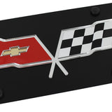 Chevrolet - Carbon Steel License Plate -  1968–1982 Chevrolet Corvette C3 Flags Logo Only