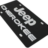 Jeep  - Carbon Steel License Plate - Jeep Cherokee Logo / Word