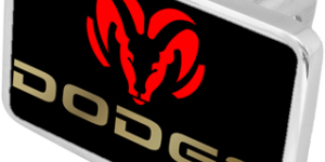 Dodge Ram Logo/Word Trailer Hitch Plug - Premium XL - Official Licensed