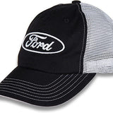 Ford Embroidered Logo Trucker Hat Car Auto Racing Cap Black White Mesh Back