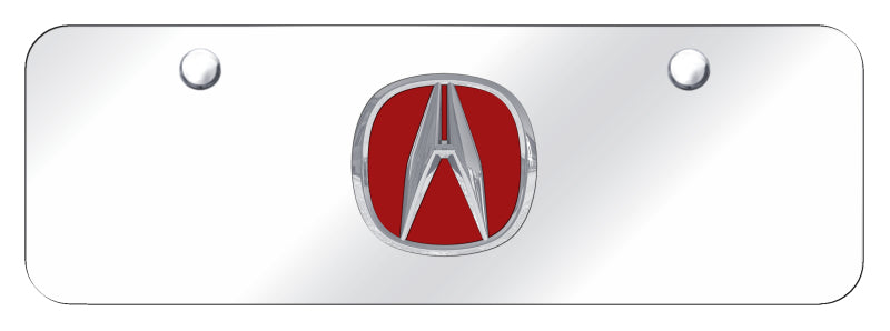 Acura (Red Fill) Mini License Plate - Chrome Logo - Official Licensed