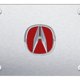 Acura (Red Fill) License Plate - Chrome Logo Official Licensed