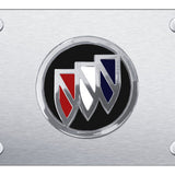 Buick (Tri-Color/Black Backing) Plate - Chrome on Brushed - Official Licensed