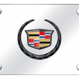 Cadillac (New) License Plate - Black Pearl on Mirrored - Official Licensed