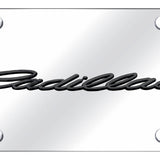 Cadillac OEM Name License Plate - Black Pearl on Mirrored - Official Licensed