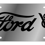 Ford V8 - Stainless Steel License Plate - Ford Script V8 Logo