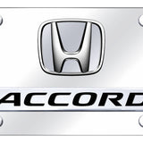 Dual Honda Accord (No Fill) License Plate - Chrome on Mirrored - Official Licensed