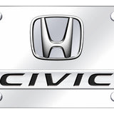 Dual Honda Civic (No Fill) License Plate - Chrome on Mirrored - Official Licensed