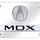 Dual Acura MDX (No Fill) License Plate - Chrome on Mirrored - Official Licensed