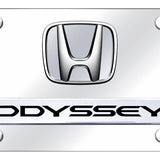 Dual Honda Odyssey (No Fill) License Plate - Chrome on Mirrored - Official Licensed