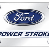 Dual Ford Powerstroke License Plate - Chrome on Mirrored - Official Licensed