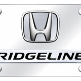 Dual Honda Ridgeline (No Fill) License Plate - Chrome on Mirrored - Official Licensed