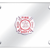Fire Department Logo License Plate - Chrome on Mirrored - Official Licensed