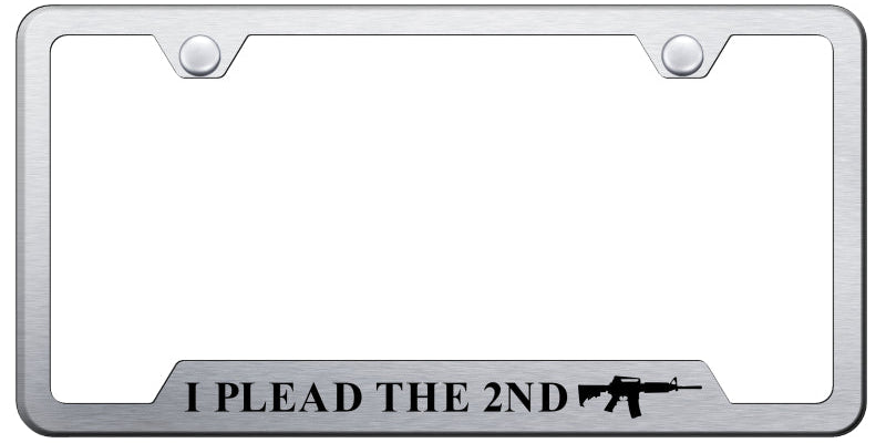 I Plead the Second Cut-Out License Plate Frame - Laser Etched - Official Licensed